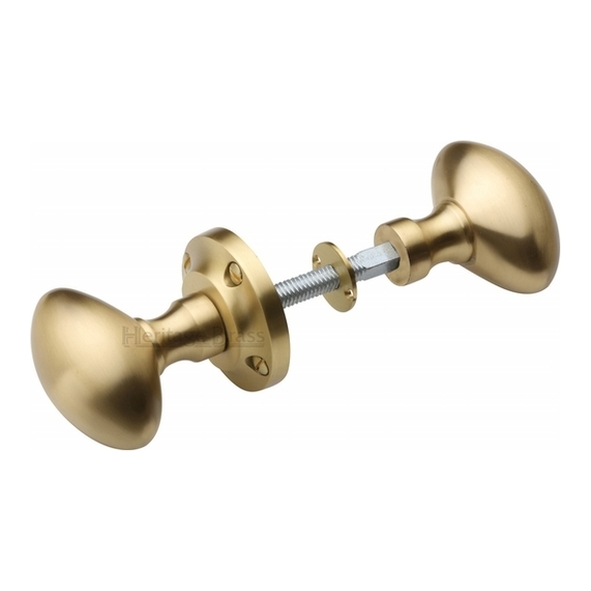 RIM V960-SB • Satin Brass • Heritage Brass Suffolk Rim Knobs On Round Roses